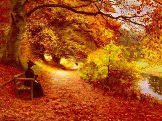 Złota polska jesien - Brendekilde Hans Anderson-A Wooded Path In Autumn.jpg