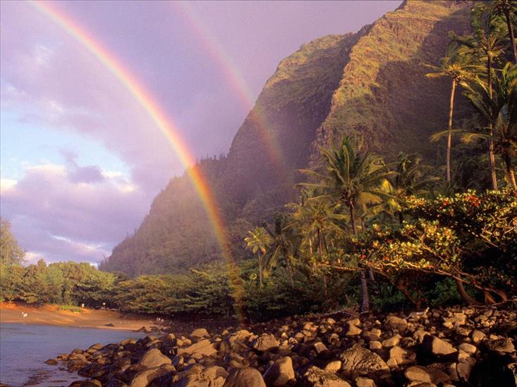krajobrazy - Double Rainbow, Kee Beach, Kauai, Hawaii.jpg