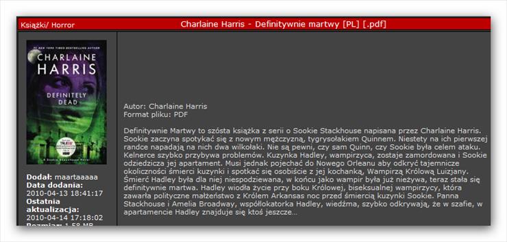 Charlaine Harris 10 horror - Sookie Stackhouse 06 - Definitywnie Martwy.png
