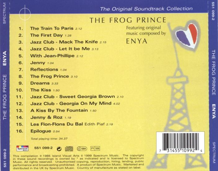 1984 r. - Frog  Prince soundtrack do filmu Żabi Król - Enya - The Frog Prince - Soundtrack Back.jpg